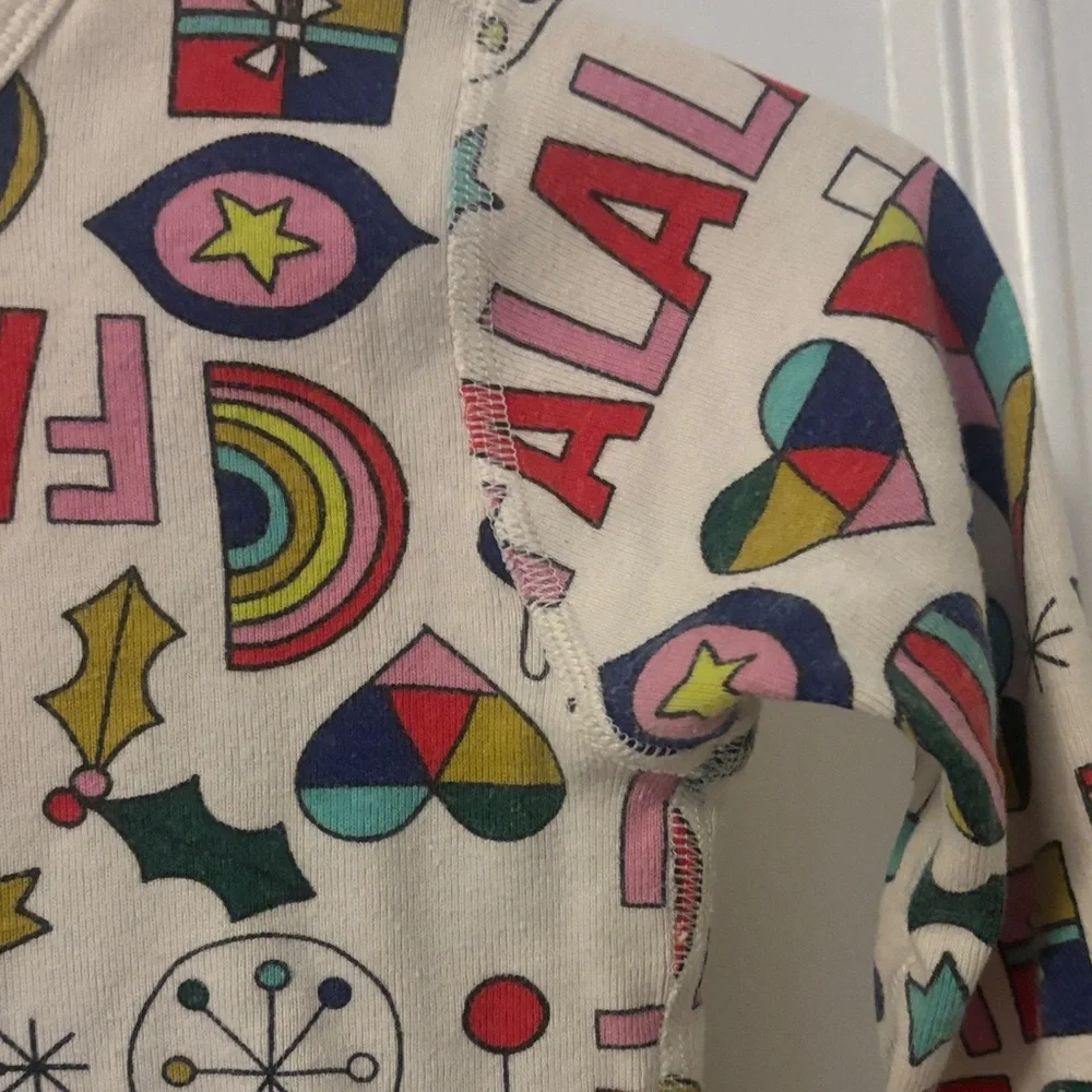 Holiday Icon Cream Pajama Set with Multicolor Print